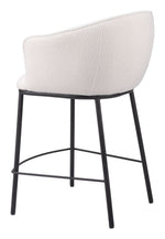 Zuo Essen Counter Stool – Ivory Upholstered Teddy Fabric, Ergonomic Armrest Design, 37