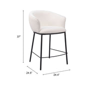 Zuo  Essen Counter Stool – Ivory Textured Fabric with Black Steel Frame, 37