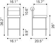 Zuo Modern  Livorno Set of 2 Modern Counter Stools 36.2