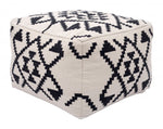 Woven Cotton Ottoman – Neutral Beige & Black Accent