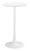 Modern White Round Bar Table with Faux Wood Finish