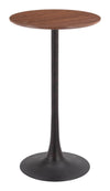 Modern Brown Round Bar Table with Faux Wood Top