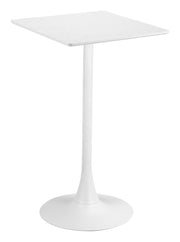Modern White Bar Table – Faux Wood MDF & Steel Pedestal