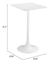 Zuo Modern High Bar Table – White MDF Top, Steel Frame