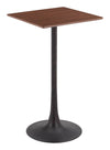 Valleta 41.7" Brown Bar Table – Square Faux Wood Top & Steel Base