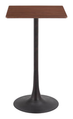 Brown Modern Bar Table by Zuo Modern – Square Pedestal Design for Dining Spaces