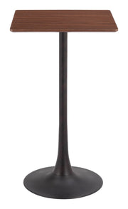 Brown Modern Bar Table by Zuo Modern – Square Pedestal Design for Dining Spaces