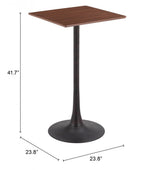 Compact Brown Bar Table – Faux Wood & Steel Accent by Zuo Modern