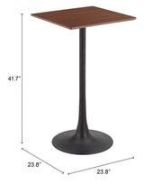Compact Brown Bar Table – Faux Wood & Steel Accent by Zuo Modern