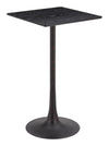 Valleta 41.7" Black Bar Table – Square Faux Wood Top & Steel Base