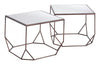 Mirror Glass Bronze Coffee Table Set – 16.5" H