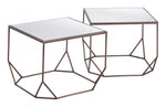 Arzon Coffee Table Set (2-Piece) – 16.5" H Mirror Glass & Bronze Metal Frame by Zuo Modern