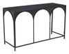 Black console table with arch-shaped legs
