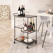 Constanza Bar Cart – Tinted Tempered Glass and Marble Accents