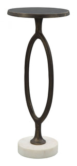 Bonita Accent Table Bronze 24.8"H – Round Top With Painted Metal Frame By Zuo Modern