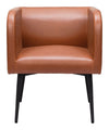 Modern Brown Dining Chair with Armrests and Faux Leather Upholstery