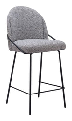 Jambi Counter Stool – Set of 2, 39" H With Black & White Shearling Style Fabric, Powder-Coated Steel By Zuo Modern