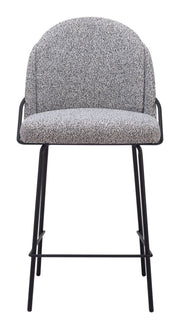 Contemporary Bar Stools With Footrest and Shearling Fabric