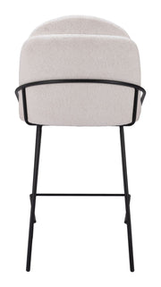 Set of 2 Luxury Counter Stools With Ivory Upholstery