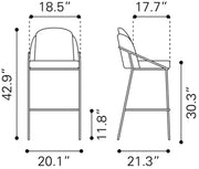 Zuo Modern – Jambi Barstool Set of 2, 42.9