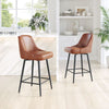 Brown Faux Leather Swivel Counter Stool With Footrest