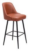 Zuo Modern – Keppel Swivel Barstool Brown, 41.7" H, Faux Leather with Steel Frame, Modern Art Deco Design