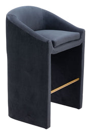 Zuo Modern – Emas Velvet Bar Chair Midnight Gray, 38.2