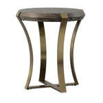 Uttermost Unite Brass Leg Wood Side Table – Modern Square Accent Table