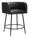 Black Faux Leather Counter Stool Set With Armrests