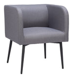 Stylish Gray Dining Armchair with Black Steel Base