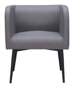 Dining Chair 29.3"H Gray – Fabric Upholstered Seat with Black Steel Frame & Armrests by Zuo Modern