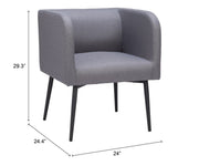 Modern Gray Dining Chair with Fabric Seat & Metal Frame
