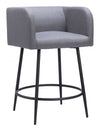 Gray Poly Linen Counter Stool Set With Armrests