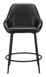 Ergonomic Art Deco Counter Stool With Black Seat