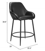 Contemporary Faux Leather Counter Seating With Footrest