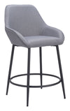 Gray Polyester Counter Stool Set With Footrest and Armrest