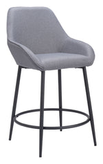 Counter Stool – 38.6" H With Gray Polyester Seat & Powder-Coated Steel Frame (Set of 2) By Zuo Modern