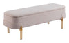 Zuo Modern Oatmeal Beige Velvet Storage Bench with Gold Steel Legs