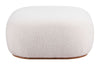 Cream Sherpa Round Ottoman for Living Room Decor