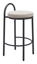 Counter Stool  – 30.5" H With Beige Tweed Chenille Fabric Seat & Powder-Coated Steel Frame (Set of 2) By Zuo Modern