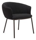 Dining Chair 29.1"H Black & Bronze – Textured Fabric Upholstered Seat with Bronze Steel Frame & Armrests by Zuo Modern