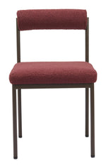 Dining Chair 31.1"H Red & Bronze – Shearling-Style Upholstered Seat with Bronze Steel Frame by Zuo Modern