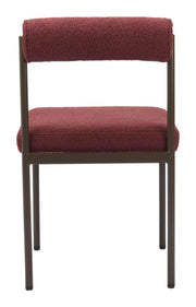 Modern Shearling-Style Dining Chair in Red & Bronze
