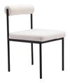 Zuo Modern Livorno Ivory Dining Chair – Plush Shearling-Style Upholstery & Black Steel Legs