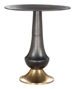 Side Table Black 20.5"H – Modern Round Painted Metal Accent Table with Gold Trim By Zuo Modern