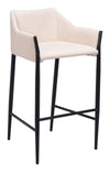 Beige Polyester Upholstered Barstool, 40" H, Ergonomic Footrest, Durable Steel Base – Zuo Modern