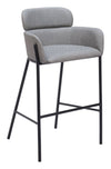 Slate Gray Vinyl Barstool, 40.2" H with Powder-Coated Steel Frame and Armrest – Zuo Modern