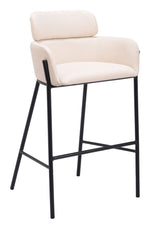 Beige Fabric Barstool with Powder Coated Steel Frame, 40" H Comfort Seating for Home & Bar – Zuo Modern