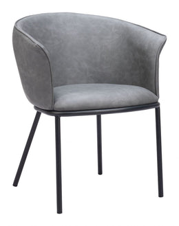Zuo Modern Garston Gray Dining Chair – Faux Leather Upholstery & Black Steel Legs