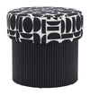 Storage Ottoman – 18.3" H Black & White Textured Fabric – Hidden Compartment, Modern Living by Zuo
